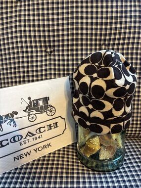 Coach Brown & Cream Signature C Knit Beanie
